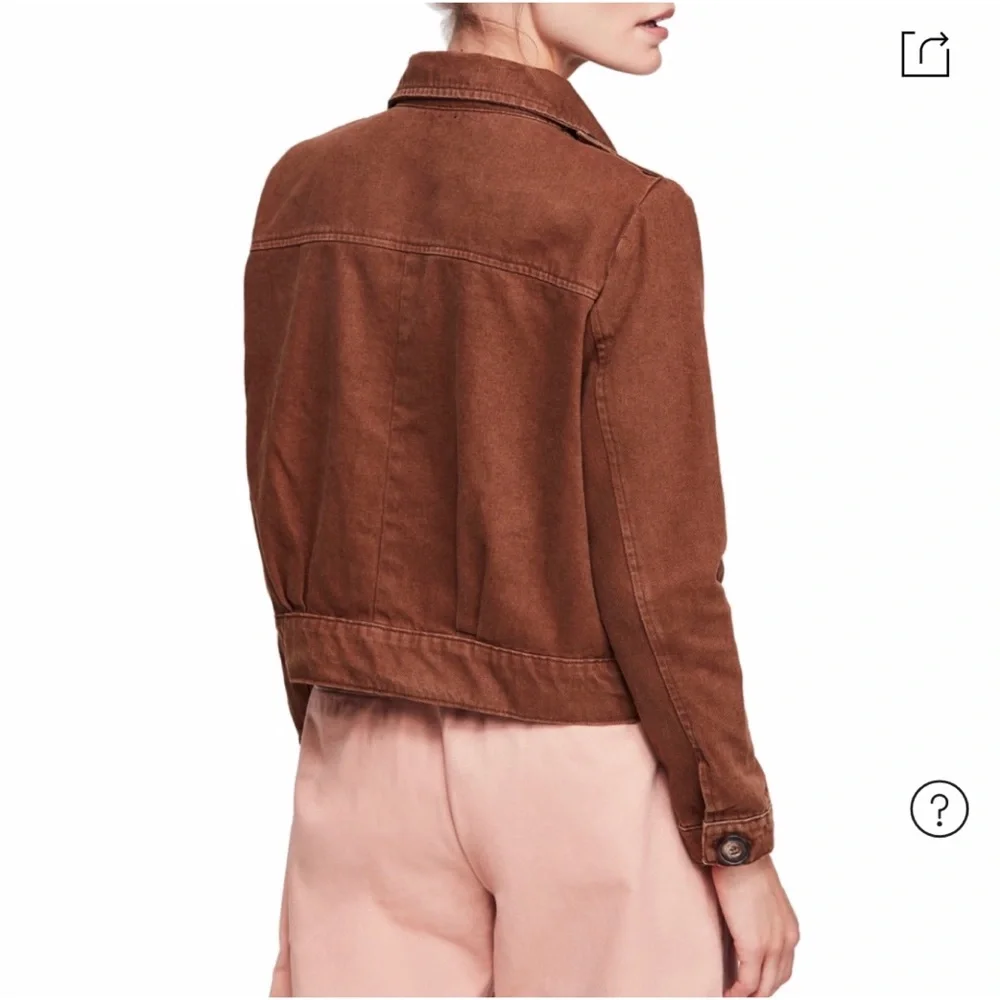 Free People Eisenhower Denim Jacket In Brown - Picture 2 of 9